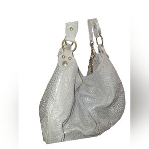 Cynthia Rowley White Textured Hobo Bag made in ITALY